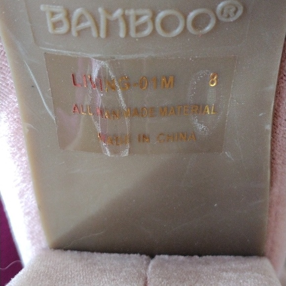 Amazing Baby Pink Suede Bamboo Heels - Picture 4 of 6